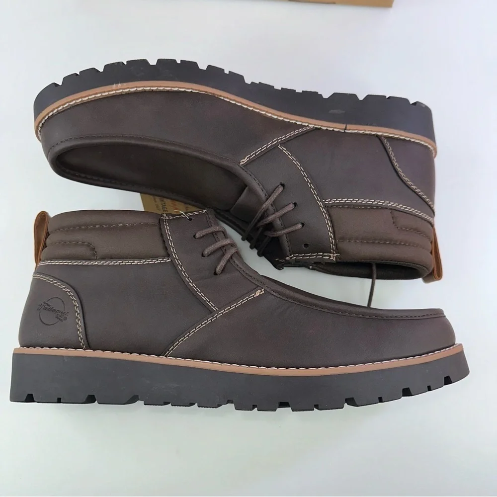 Weatherproof Vintage Men's Faux-Leather Chukka Boot Brown 13 M New chester lace